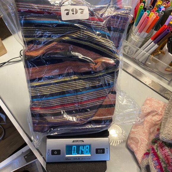 Bohemian Hippie Bag Multicolored Striped Fully Lined Large Shoulder Bag - Picture 6 of 6